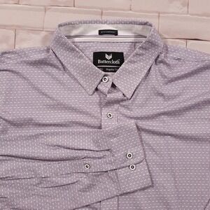 Buttercloth‎ Icy Cotton Button Down Shirt Mens Size 3XL Light Purple Stretch